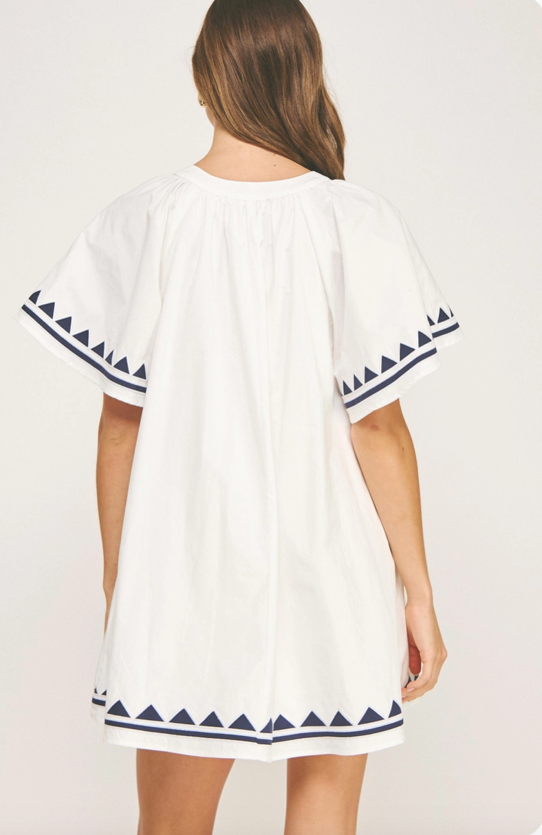 White Embroidered Tunic Mini Dress from Southern Sunday in Naples, FL