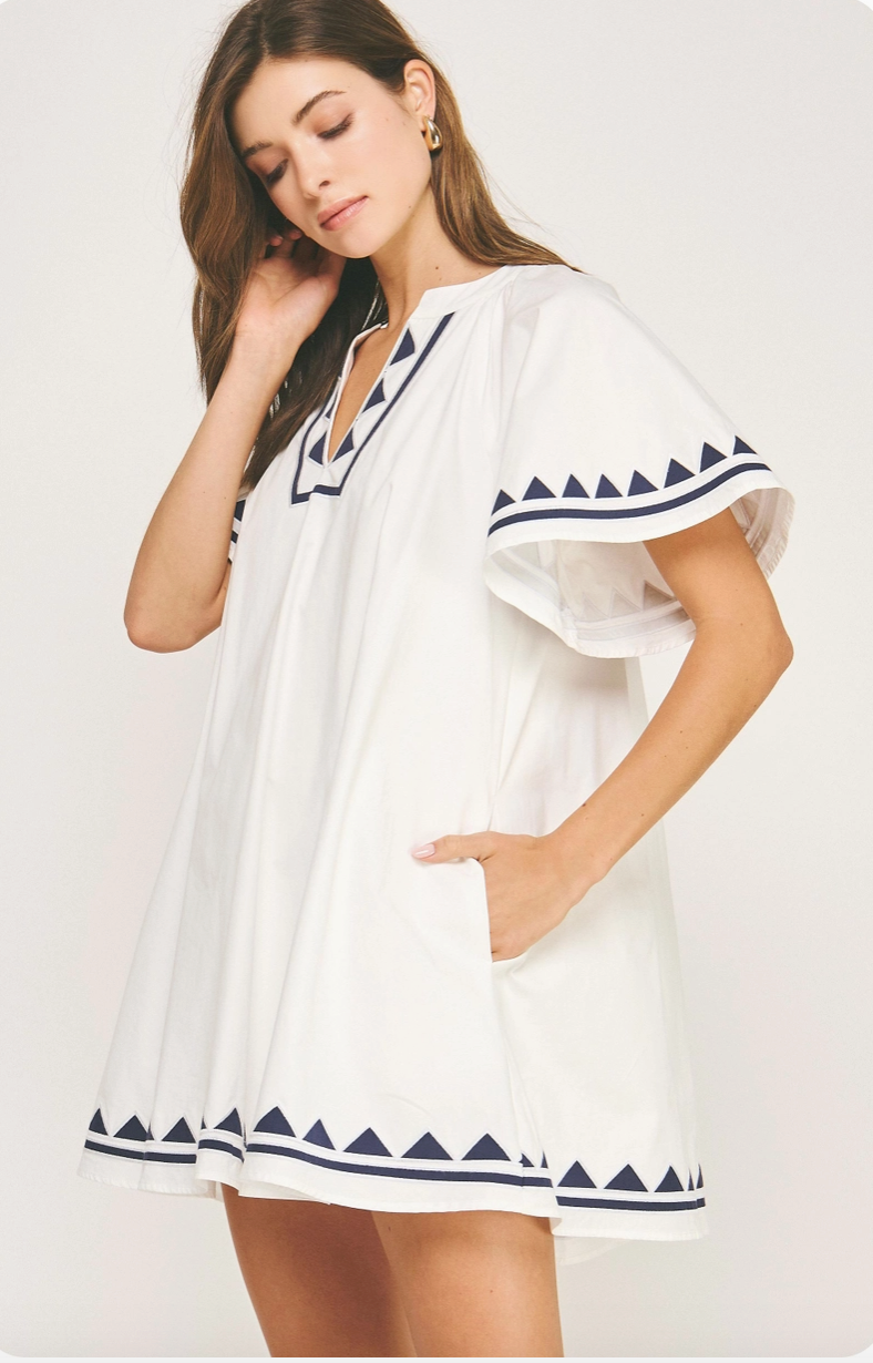 White Embroidered Tunic Mini Dress from Southern Sunday in Naples, FL