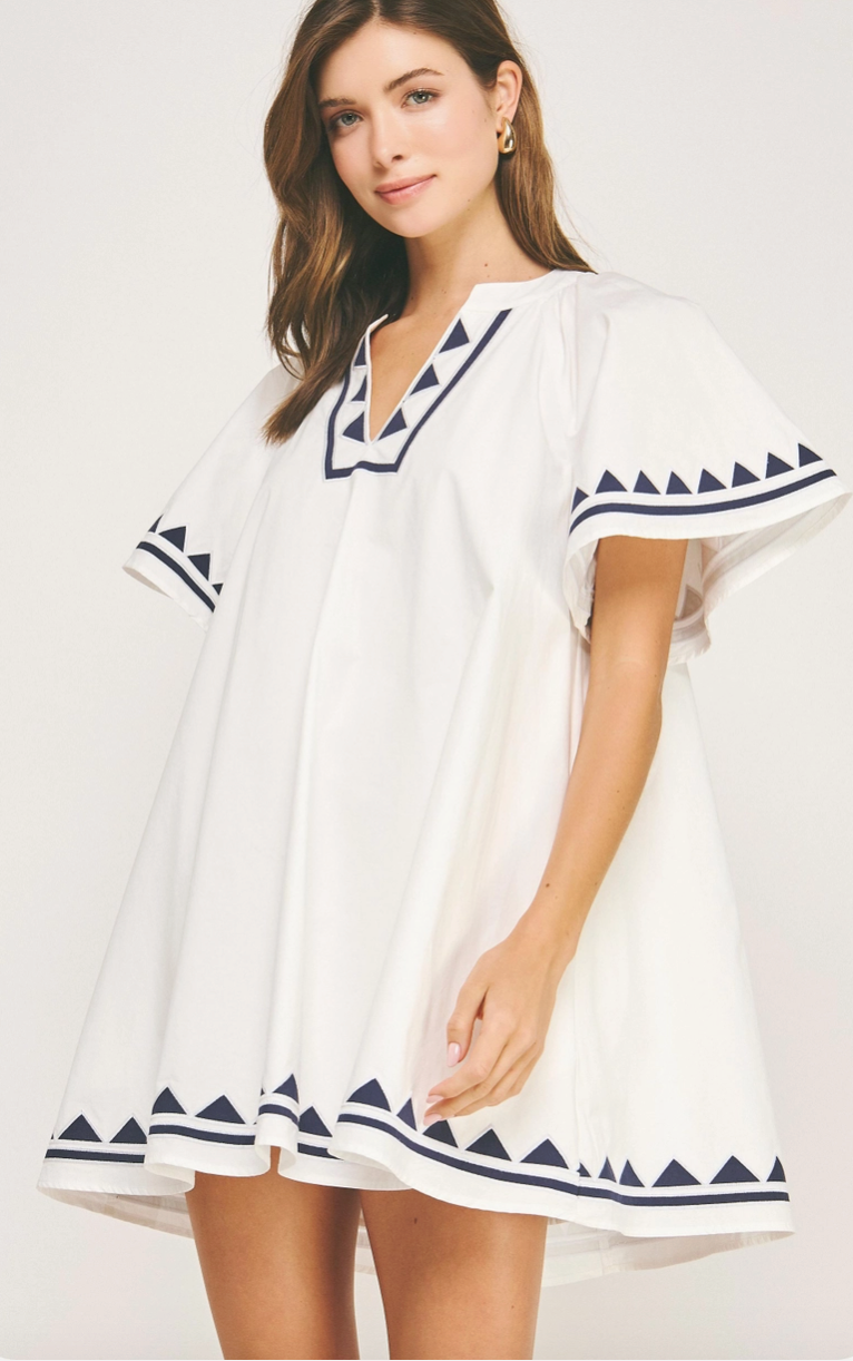 White Embroidered Tunic Mini Dress from Southern Sunday in Naples, FL