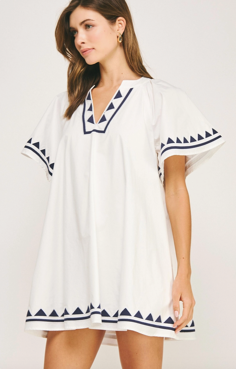 White Embroidered Tunic Mini Dress from Southern Sunday in Naples, FL