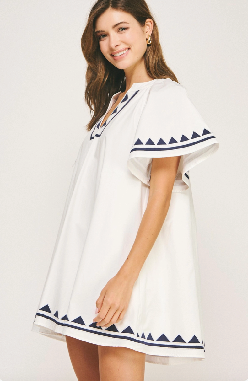 White Embroidered Tunic Mini Dress from Southern Sunday in Naples, FL