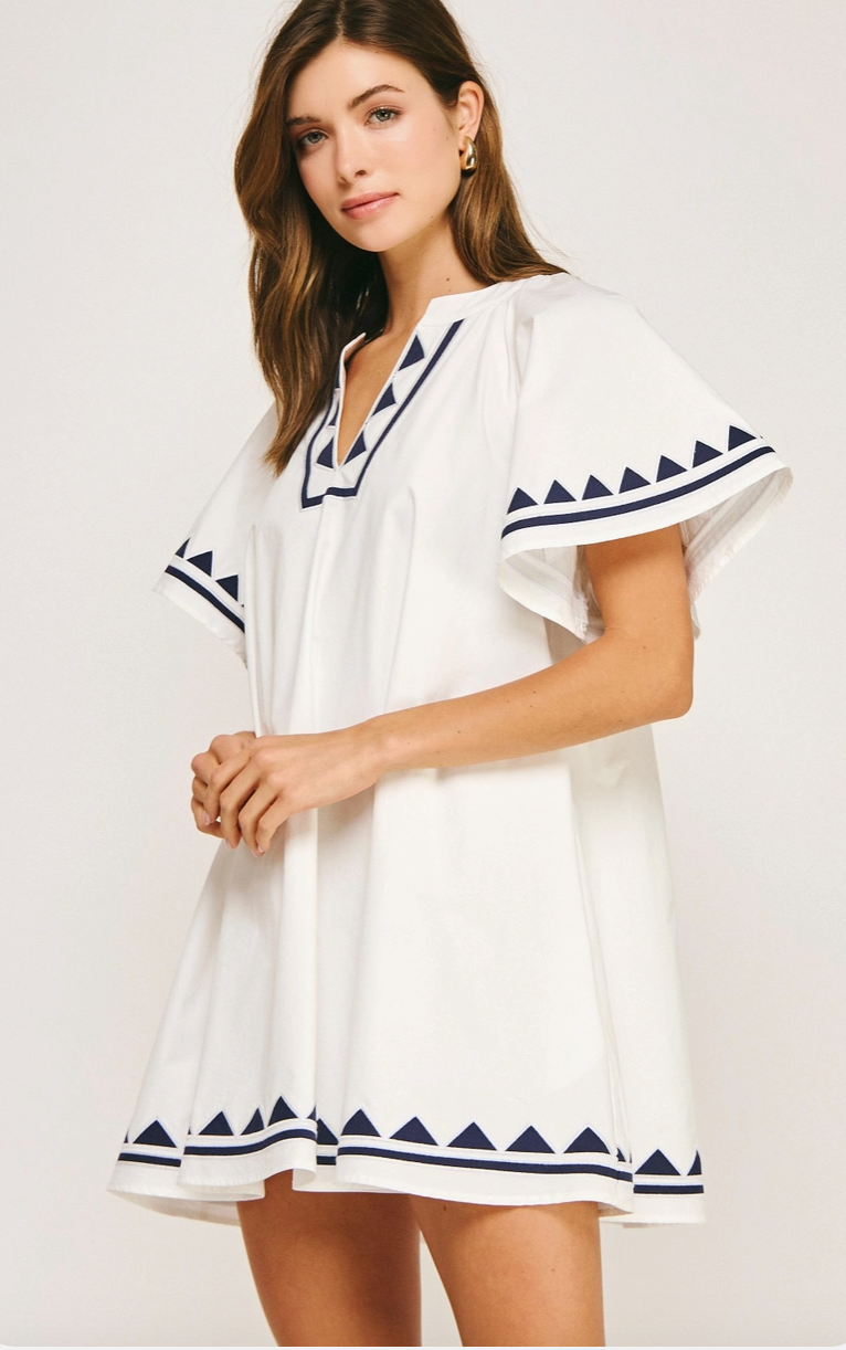 White Embroidered Tunic Mini Dress from Southern Sunday in Naples, FL