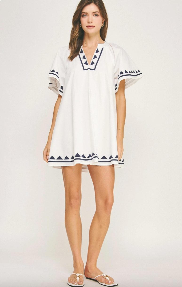White Embroidered Tunic Mini Dress from Southern Sunday in Naples, FL