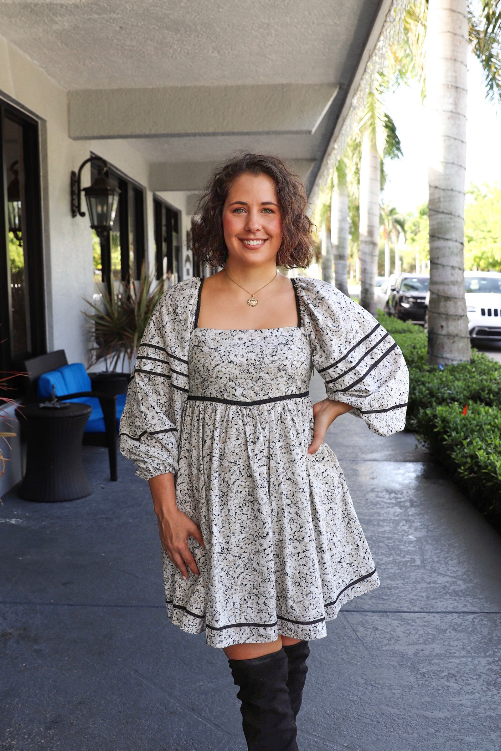 Black & White Floral Mini Dress – Southern Sunday