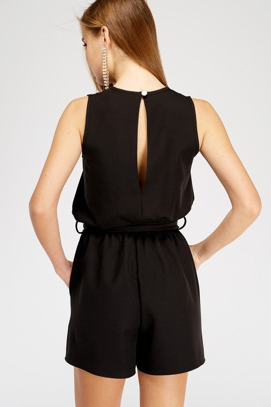 Black Belted Romper Rompers available at Southern Sunday