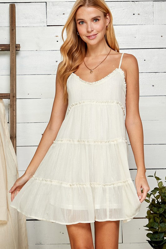 Ivory Tiered Ruffle Dress Dresses available at Southern Sunday