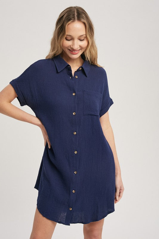 Navy Oxford Dress Dresses available at Southern Sunday