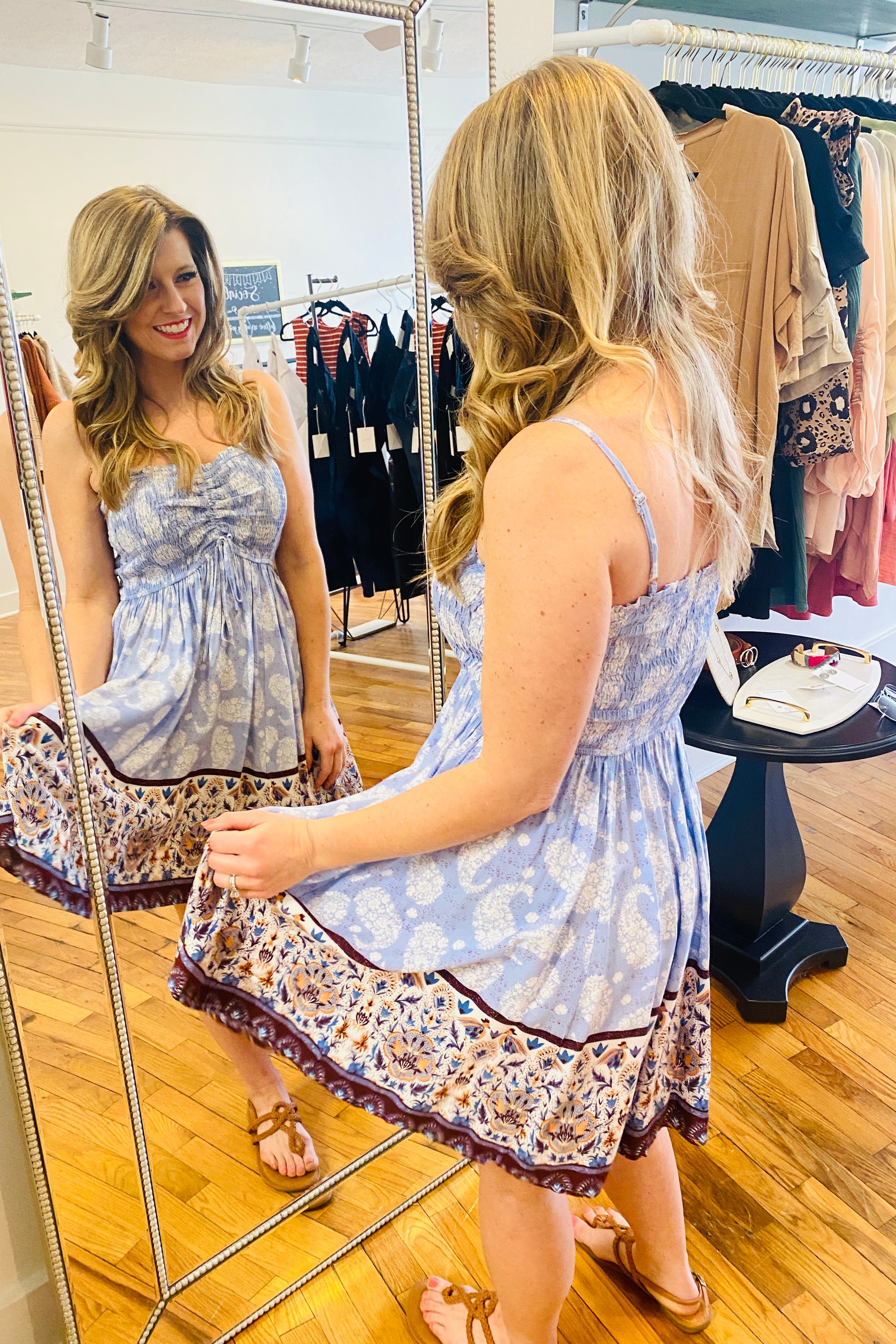Blue Paisley Border Dress Dresses available at Southern Sunday