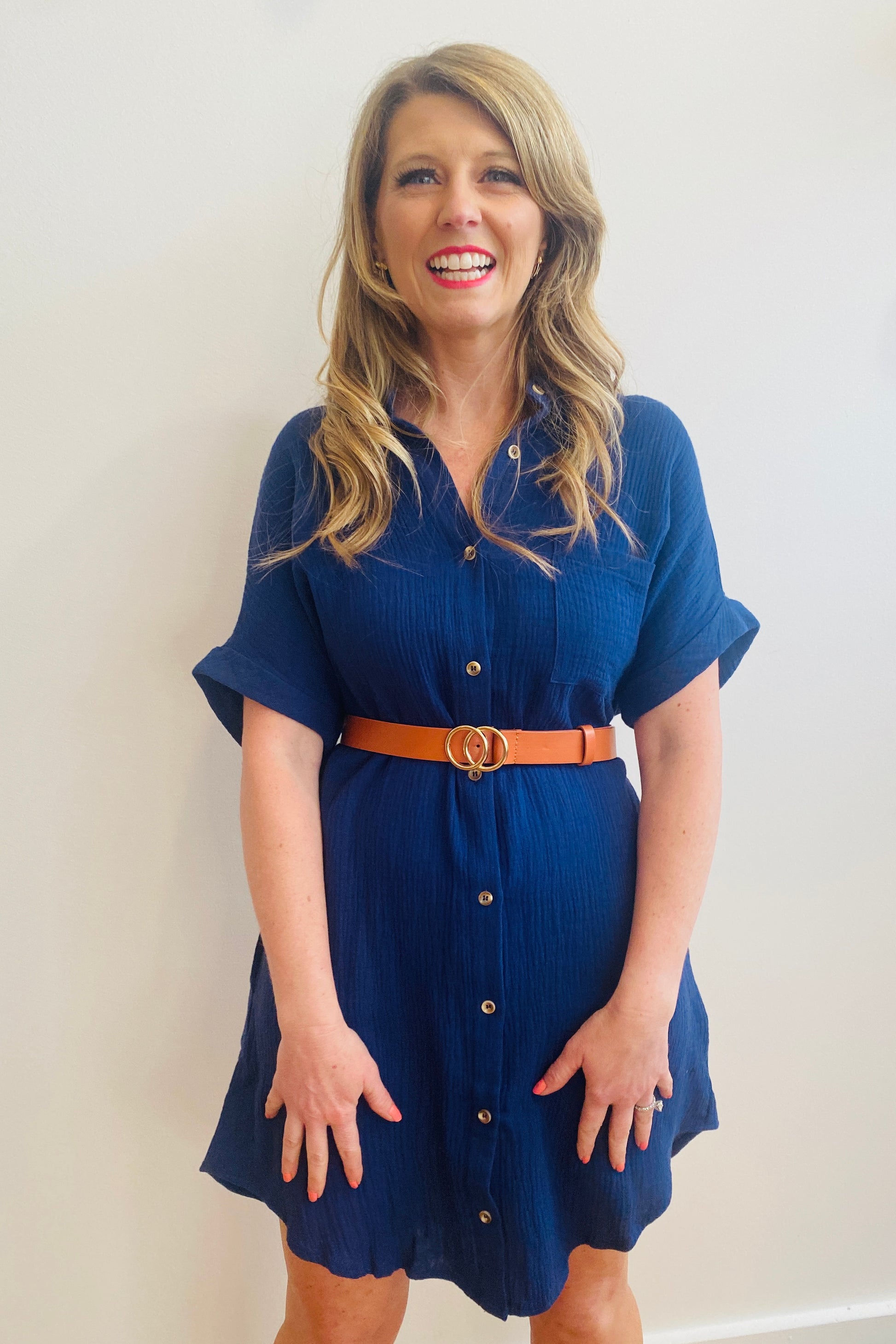Navy Oxford Dress Dresses available at Southern Sunday