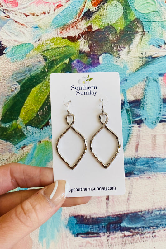 Twisted Silver Teardrop Earrings Jewelry available at Southern Sunday