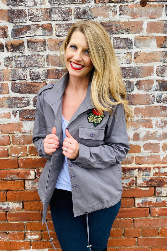 Charcoal Patch Field Jacket Tops available at Southern Sunday