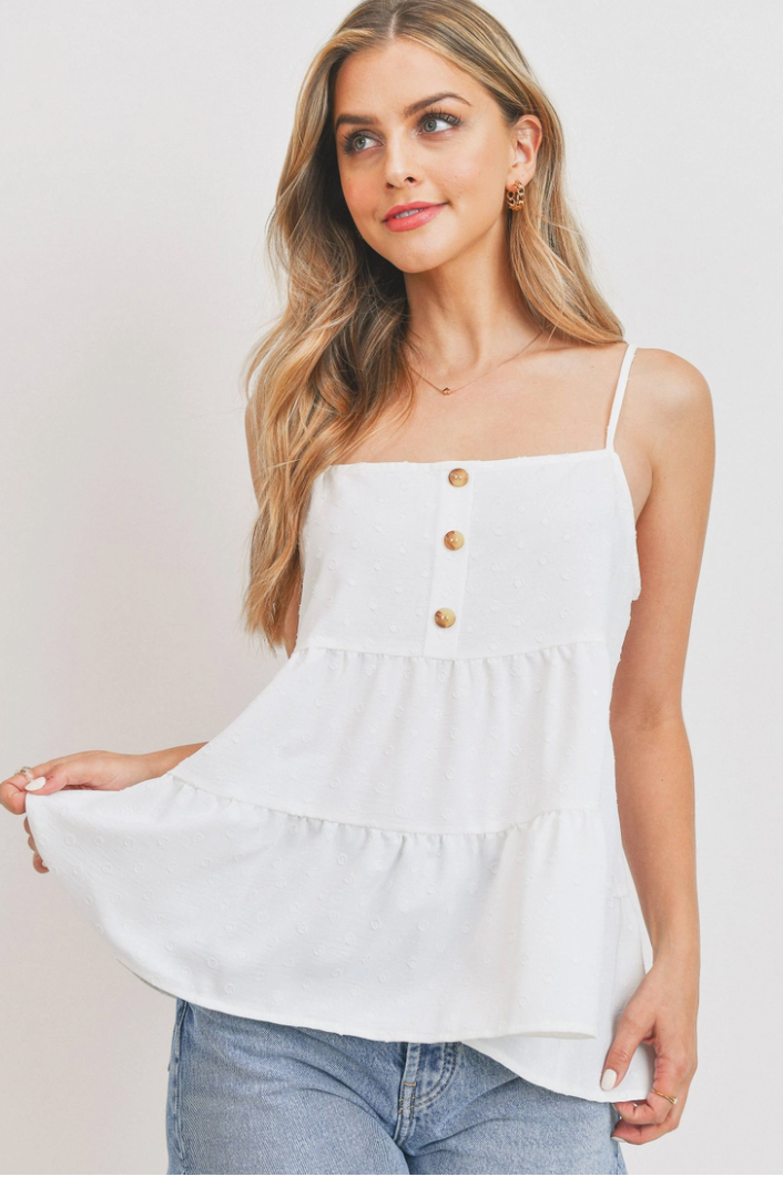White Three Button Tank Tops available at Southern Sunday