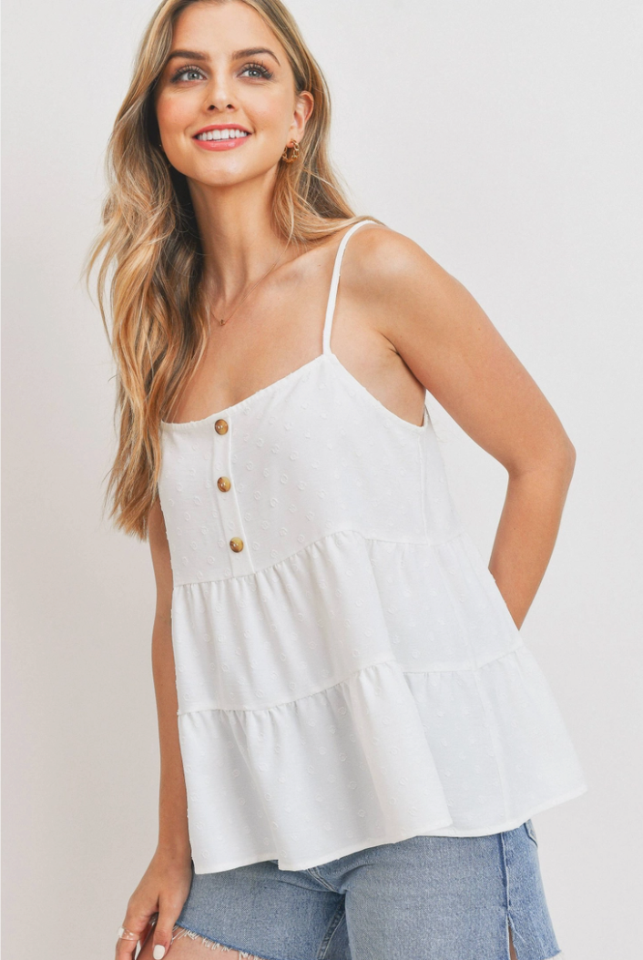 White Three Button Tank Tops available at Southern Sunday
