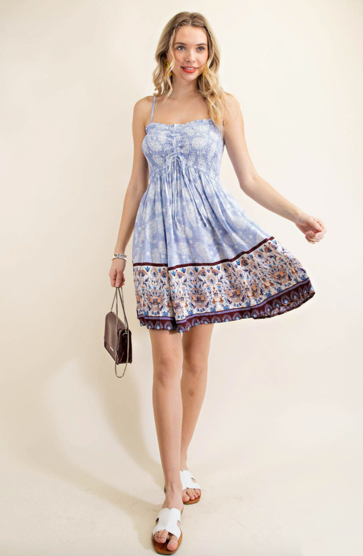 Blue Paisley Border Dress Dresses available at Southern Sunday