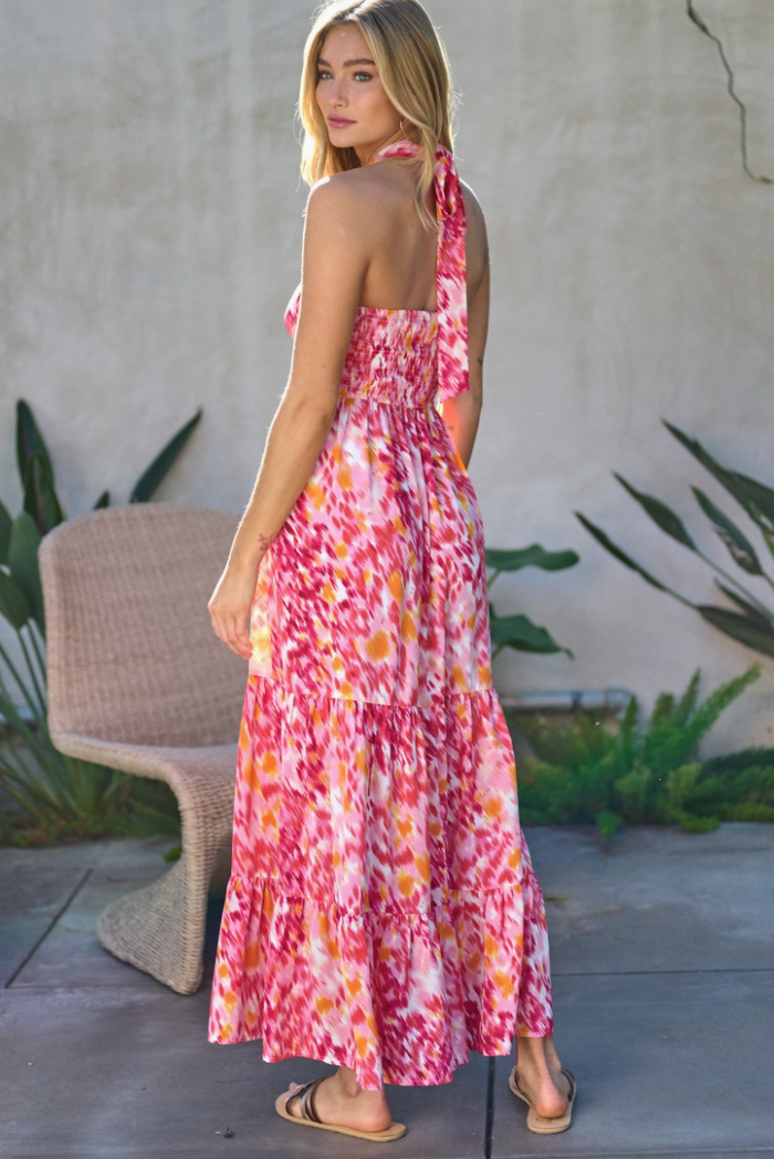 Red Tropical Halter Maxi Dress Dresses available at Southern Sunday
