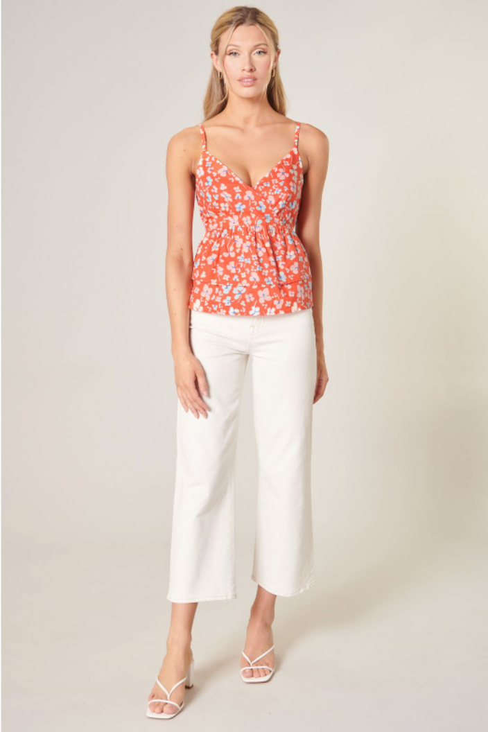 Orange Floral Peplum Tank Tops available at Southern Sunday