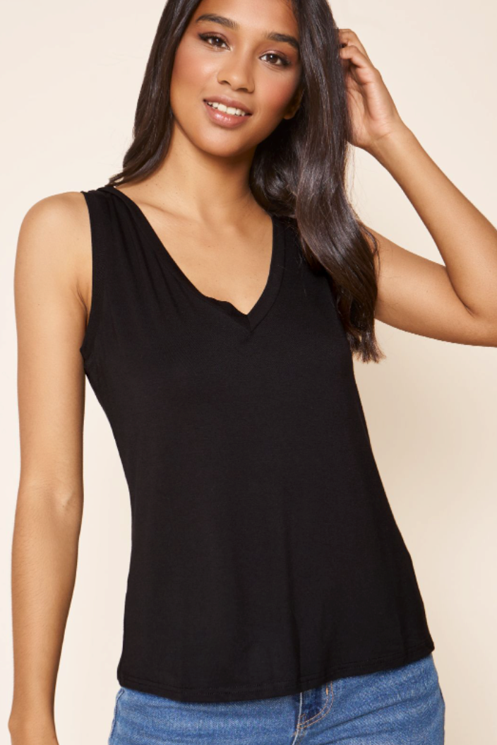 The Perfect V Neck Tank - Black Tops available at Southern Sunday