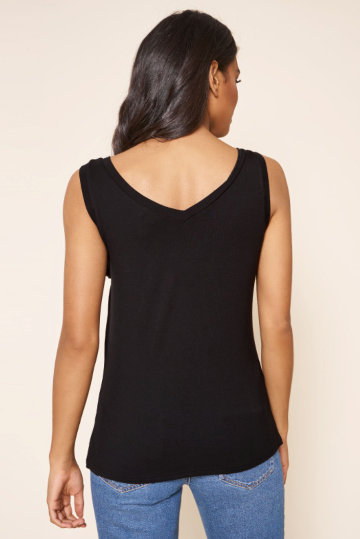 The Perfect V Neck Tank - Black Tops available at Southern Sunday