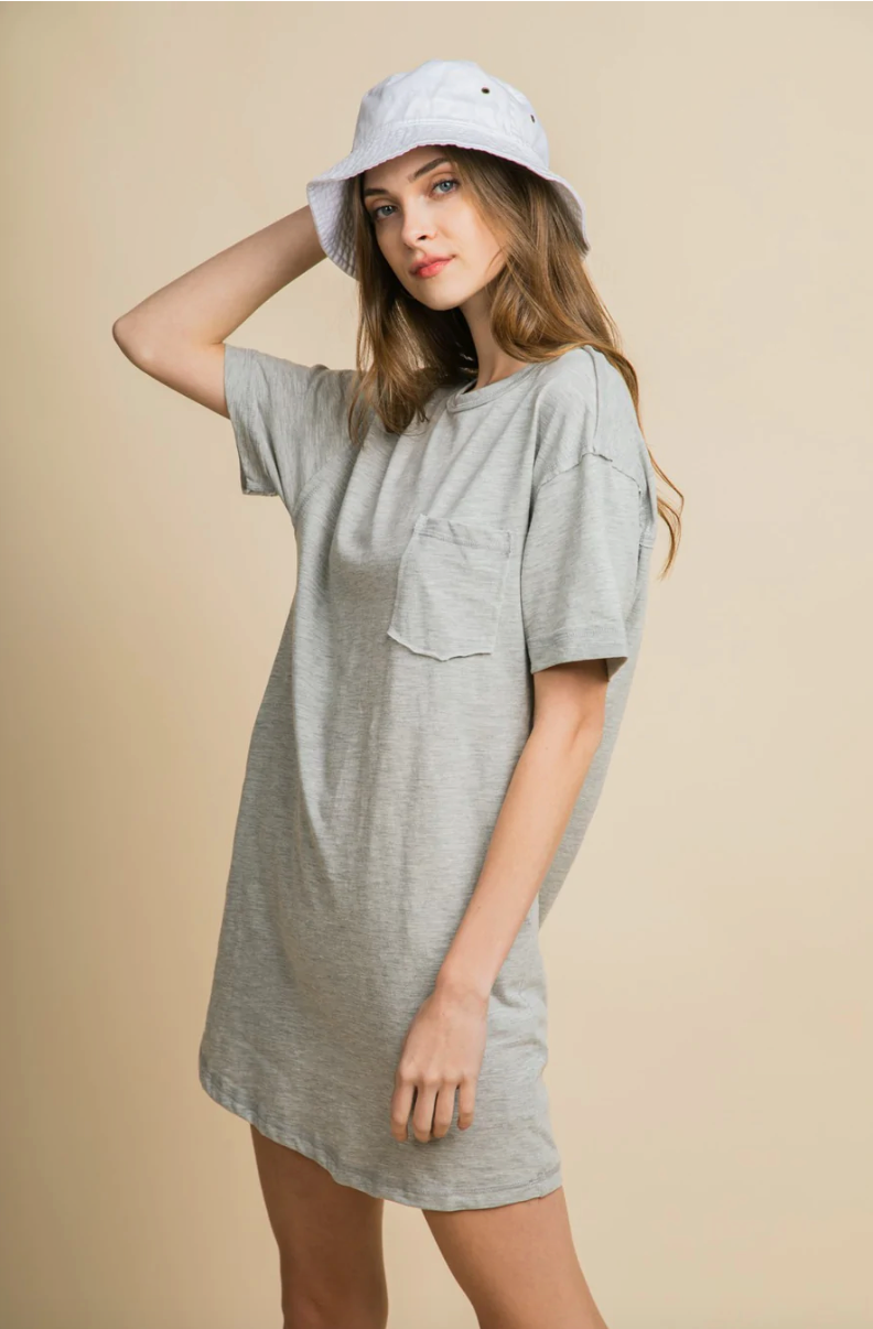 Gray Cotton T Shirt Dress Dresses available at Southern Sunday