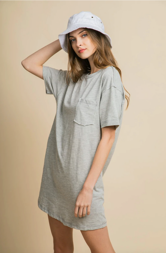 Gray Cotton T Shirt Dress Dresses available at Southern Sunday