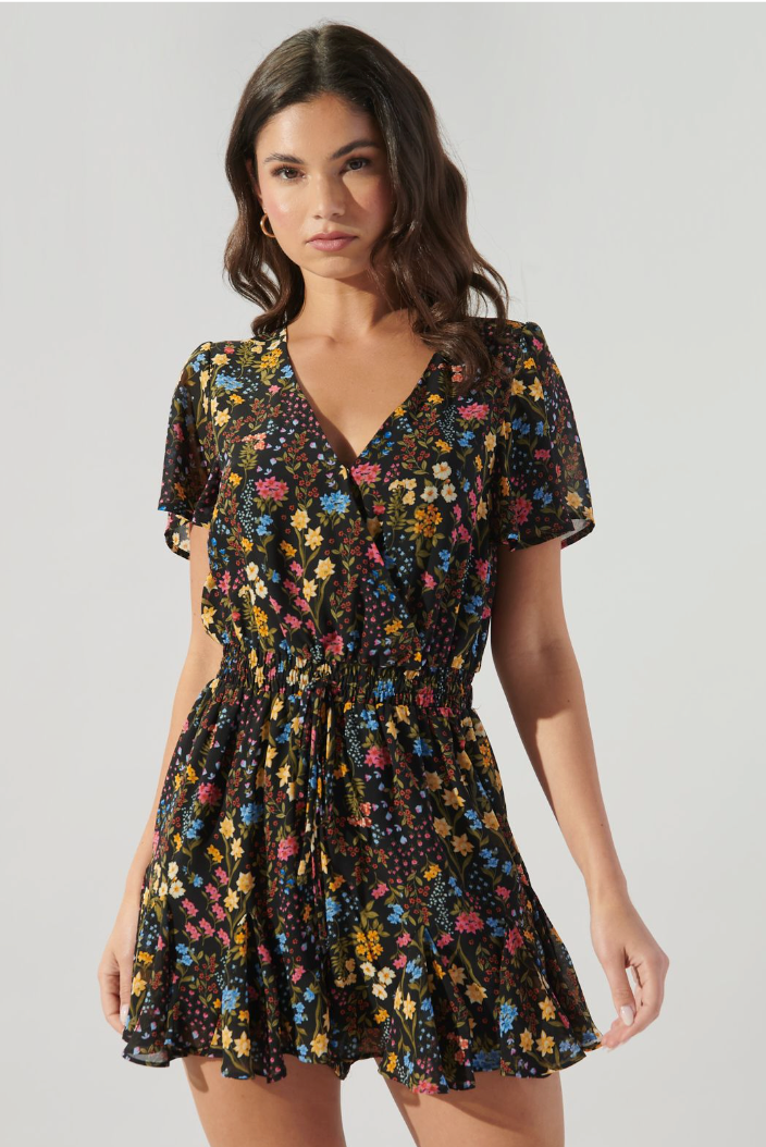 Black Floral Romper Rompers available at Southern Sunday