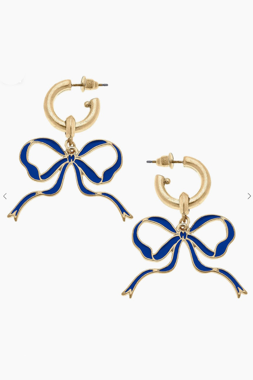 Blue Bow Enamel Earring Jewelry available at Southern Sunday