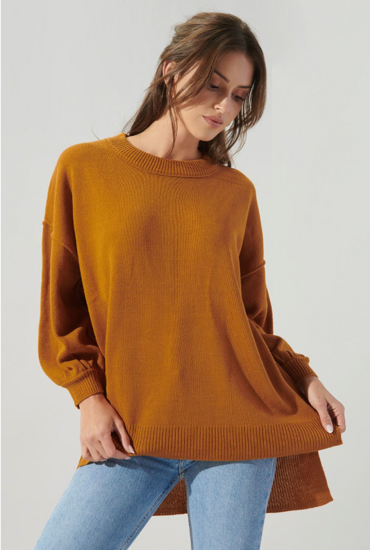 Rust Oversized Tunic Sweater Tops available at Southern Sunday