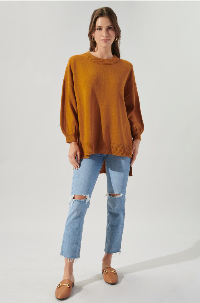Rust Oversized Tunic Sweater Tops available at Southern Sunday