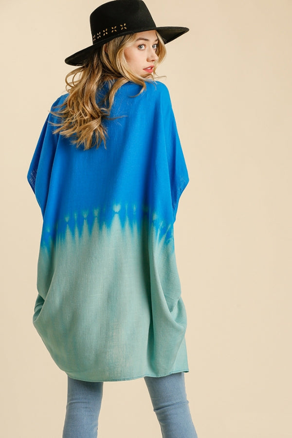 Cyan Blue Dip Dyed Kimono Tops available at Southern Sunday
